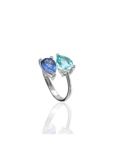 Δαχτυλίδι με Aquamarine και Tanzanite 18Κ 01.02.478