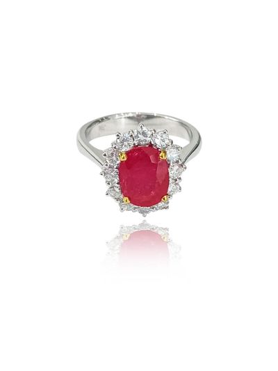 Δαχτυλίδι με ρουμπίνι και διαμάντια 18Κ  01.02.617