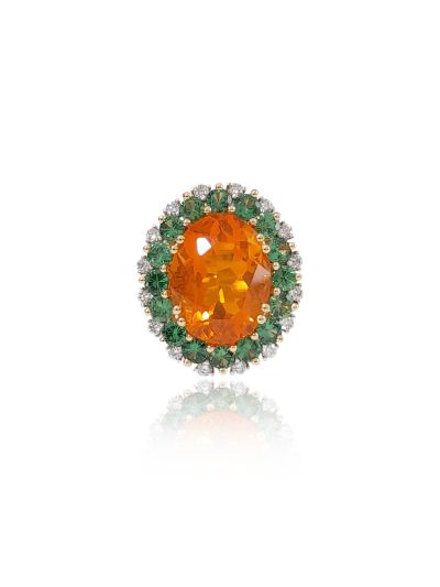 Δαχτυλίδι με οπάλιο και τσαβορίτες 01.02.671