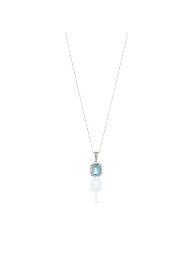 Μενταγιόν με Aquamarine & Διαμάντια 18Κ  01.07.311