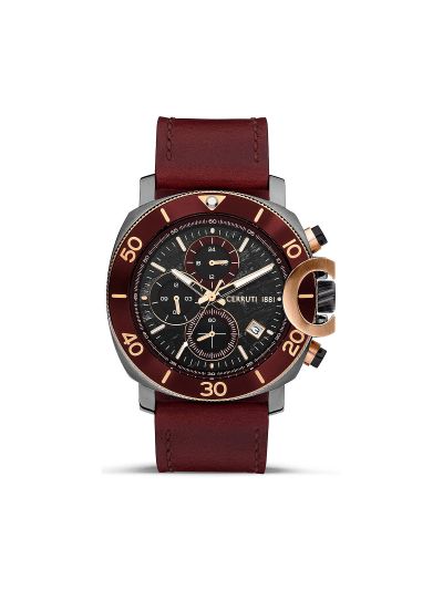 CERRUTI Positano Bordeuax Leather Strap Chronograph CIWGF2224502